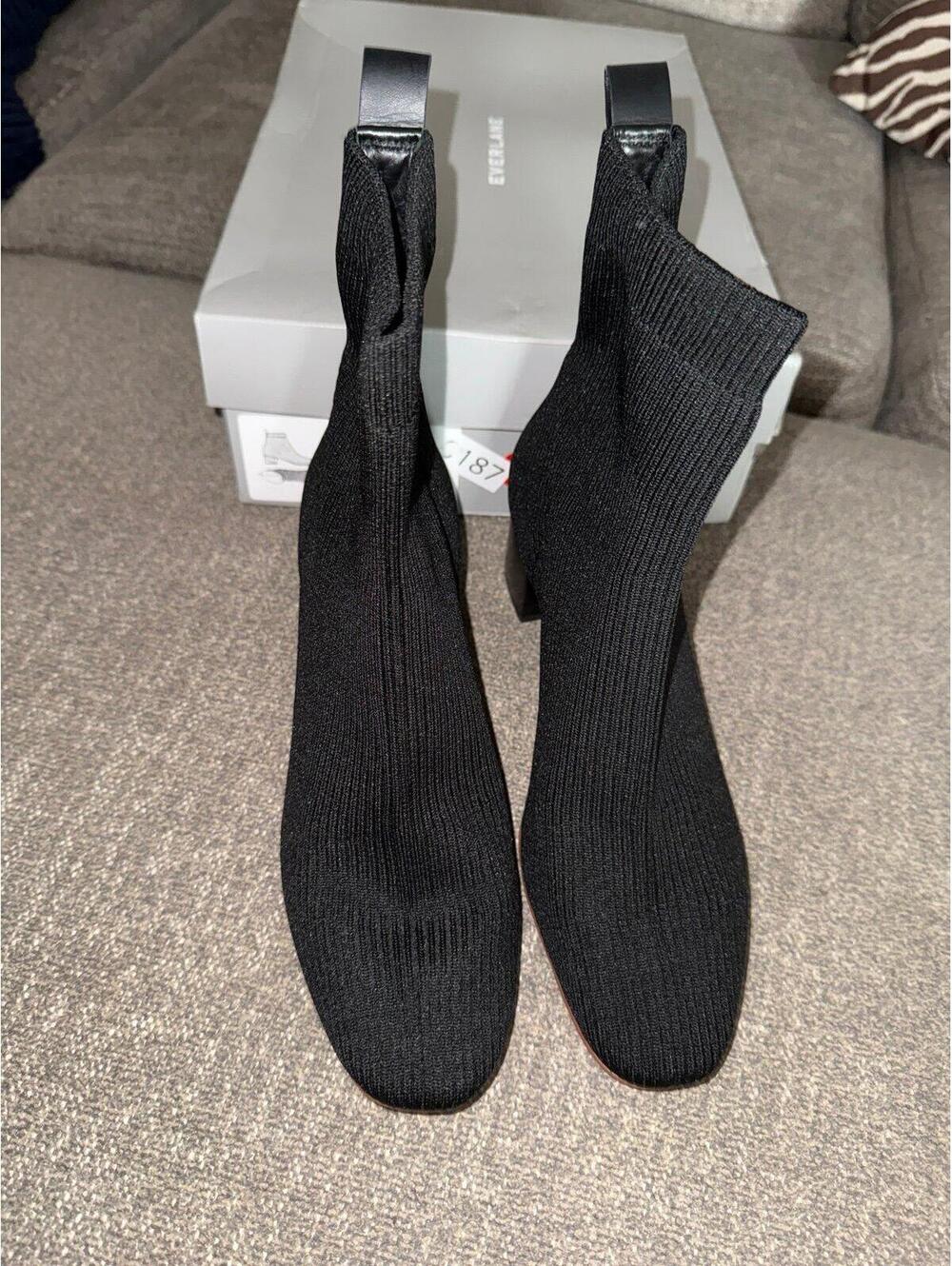 Everlane The Glove Boot Black Knit Sock‎ Ankle Boots Size 10 NWOT